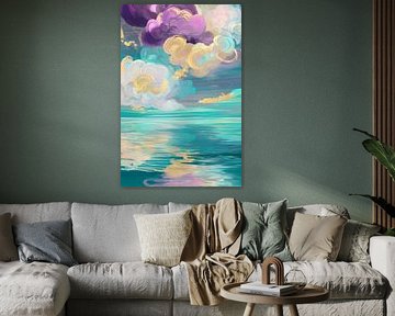 Des nuages fantaisistes au-dessus de l'eau sur Poster Art Shop