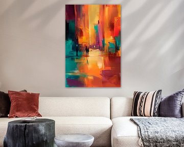 Imaginative cityscape at night by Poster Art Shop