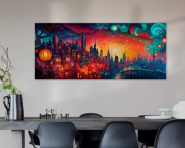Fantastic sunset over the city by Poster Art Shop