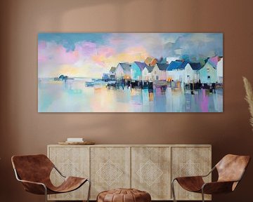Colourful harbour landscape in the evening light by Poster Art Shop