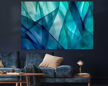 Kleurrijk golfpatroon in blauw van Poster Art Shop