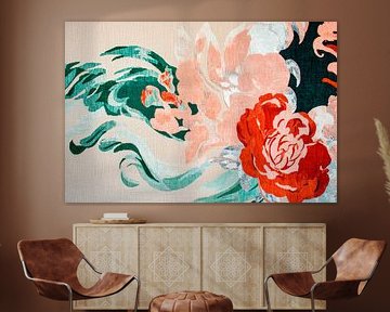 Colourful floral pattern on fabric by Poster Art Shop