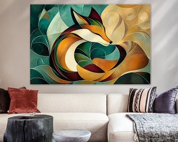 Kleurenspel van een gestileerde vos van Poster Art Shop
