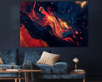 Colour explosion in deep blue and red by Poster Art Shop