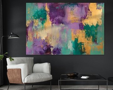 Kleurrijke abstracte compositie met goud van Poster Art Shop