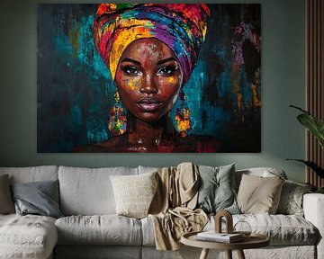 Colourful elegance of a woman with a headscarf by Poster Art Shop