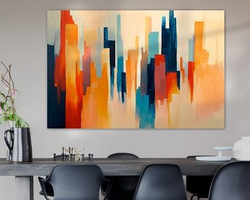 Colourful city silhouette in the evening light by Poster Art Shop
