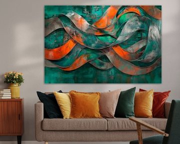 Gekleurde golven op een abstracte achtergrond van Poster Art Shop