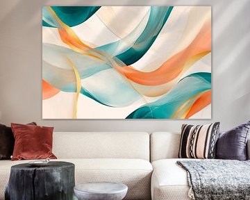 Coloured waves in soft tones by Poster Art Shop