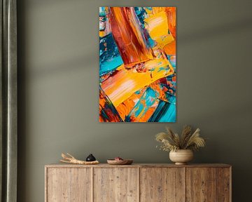Colourful abstract painting with structure by Poster Art Shop