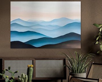 Des chaînes de montagnes fascinantes dans le brouillard sur Poster Art Shop