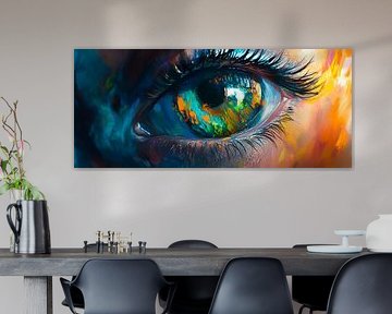 Fascinerend oog met een uitbarsting van kleur van Poster Art Shop