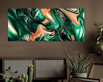 Flowing colours in green and copper by Poster Art Shop