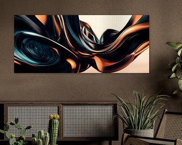 Vloeiende vormen in brons en zwart van Poster Art Shop