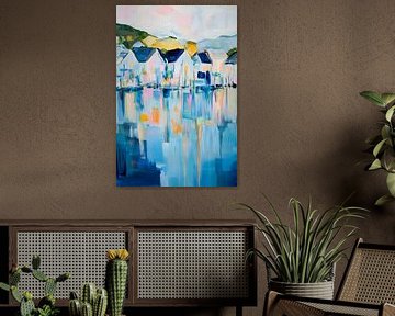 Vue paisible du port aux couleurs pastel sur Poster Art Shop