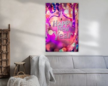 Gelukkig nieuwjaar in kleurrijke pracht van Poster Art Shop