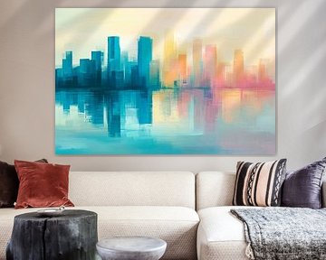 Futuristic cityscape at dusk by Poster Art Shop