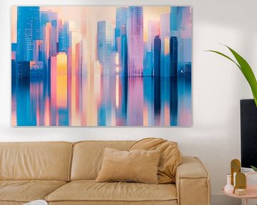 Futuristic city view at night by Poster Art Shop