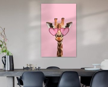 Girafe avec lunettes de soleil en forme de cœur sur Poster Art Shop