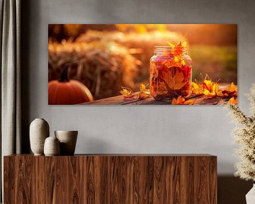 Herbstliche Dekoration in einem Glas von Poster Art Shop