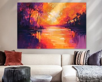 Herfstkleuren in de zonsondergang van Poster Art Shop