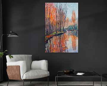 Herfstlandschap aan de rivieroever van Poster Art Shop