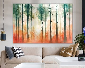 Herfstbos in zachte kleuren van Poster Art Shop