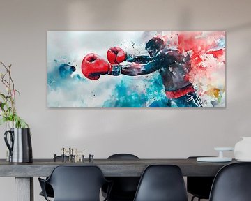 Powerful boxer in watercolour style by Poster Art Shop