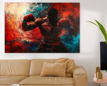 Powerful boxing scene in vibrant colours by Poster Art Shop