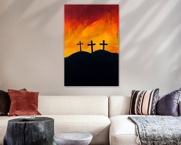 Kruisen voor een vurige hemel van Poster Art Shop