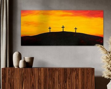 Kruisiging onder een zinderende hemel van Poster Art Shop