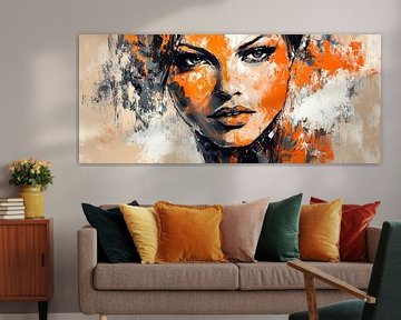 Artistiek portret met oranje accenten van Poster Art Shop