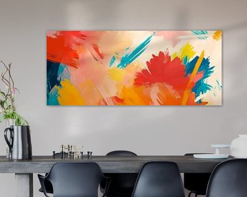 Levendige explosie van kleur op canvas