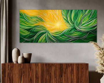 Levendige natuur met zonnestralen