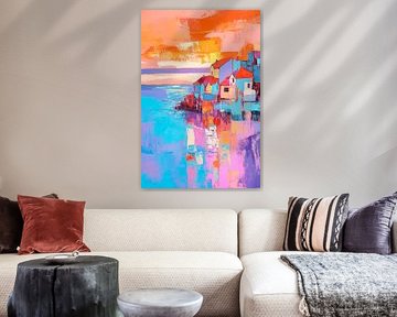 Lively coastal landscape at sunset by Poster Art Shop