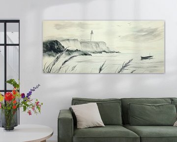 Vuurtoren aan de stille kust van Poster Art Shop