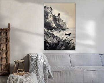 Lighthouse above a calm coast by Poster Art Shop