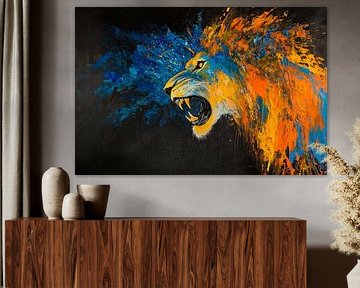 Leeuw geschilderd in krachtige kleuren van Poster Art Shop
