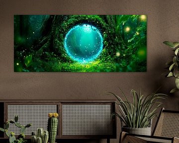 Magische doorgang in het groene bos van Poster Art Shop
