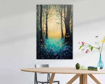 Magical forest with bright flowers by Poster Art Shop