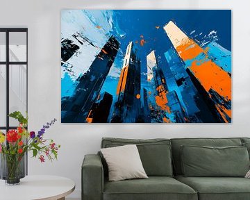 Modern stadslandschap in kleuren