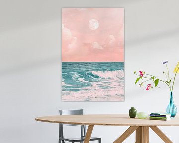 Maanlicht over de zachte oceaan van Poster Art Shop