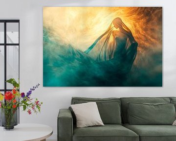 Mystieke figuur in het mistige licht van Poster Art Shop