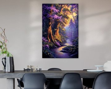 Sprookjesachtig boslandschap met rivier van Poster Art Shop