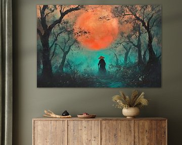 Mystische Waldlandschaft bei Vollmond von Poster Art Shop