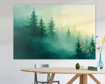 Mystical forest in the misty light by Poster Art Shop