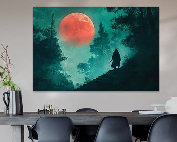 Mystical warrior under a red moon by Poster Art Shop