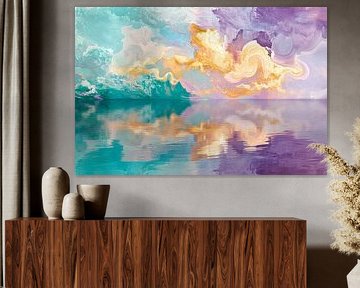 Des nuages mystiques au-dessus d'une eau calme sur Poster Art Shop