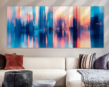 Nachtelijke stad met reflecterende kleuren van Poster Art Shop