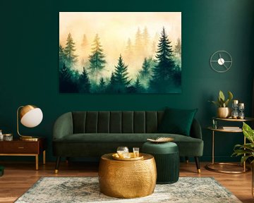 Misty forest in soft light by Poster Art Shop